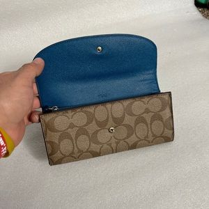 Coach all over print envelope wallet blue insides cute